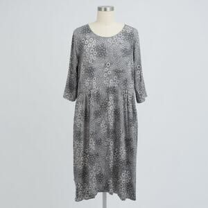 NWT Gudrun Sjoden Pumpkin Dress Large Gray Dots Modal Cotton Lagenlook Artsy